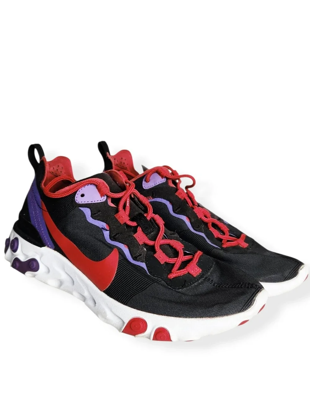 Nike React Element 55 Black University Red CQ9903-001 Women's Sneaker Size 8